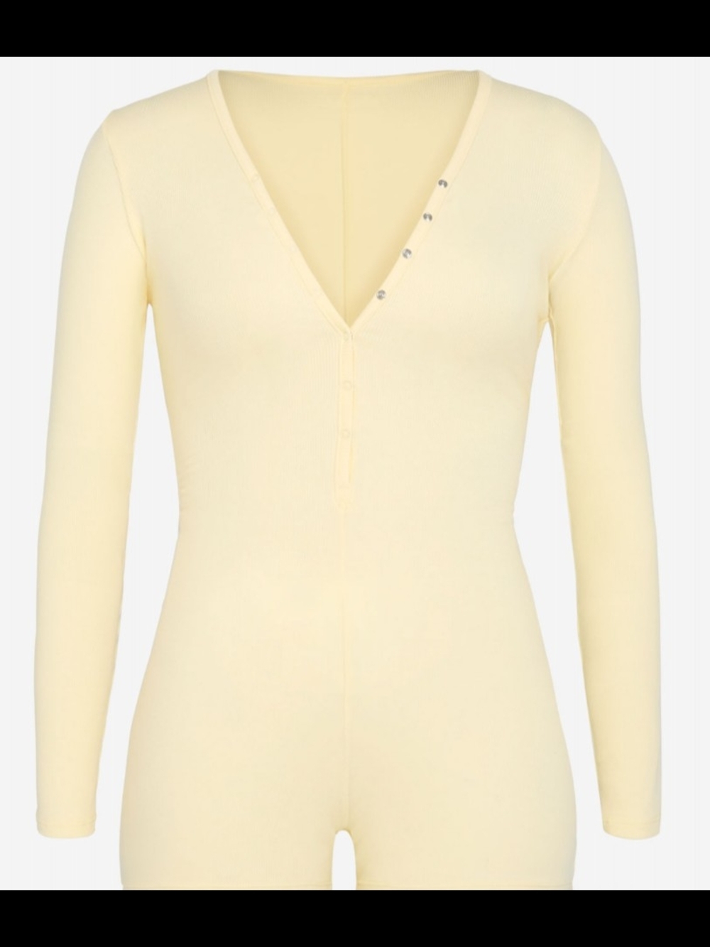 V-Neck Long Sleeve One-Piece Romper in Soft Yellow
